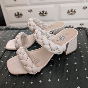 Elegant White Braided Heels